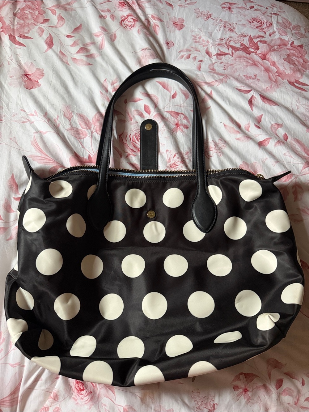 Polka Dot Tote Bag - Black and White